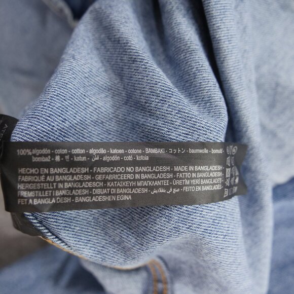 Zara Jacket Mens Medium Blue Denim Button Up Graphic Print MCM Pockets - Picture 5 of 12